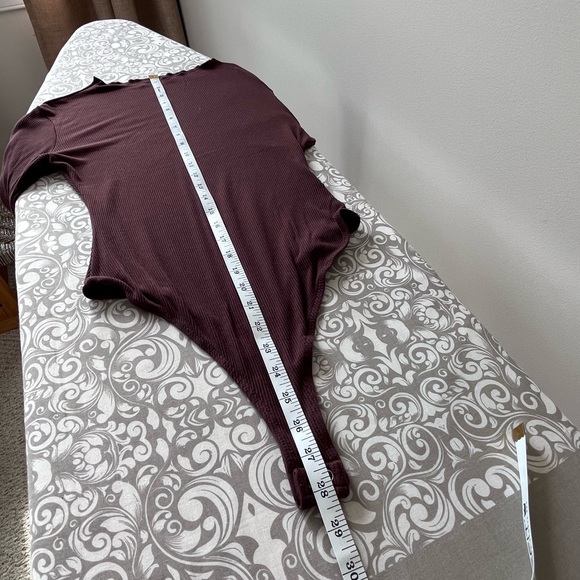 Naked Wardrobe Chocolate Brown Fine Ribbed Stretchy Bodysuit with Snaps - Picture 4 of 8